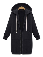 Manteau Sweat à Capuche Femme avec Manches Longues avec Poches à Zip Unicolore Manteau Sweat à Capuche Femme