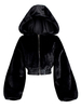 Manteau Taille Haute Femme à Capuche avec Manches Longues à Zip Unicolore Manteau Femme