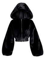 Manteau Taille Haute Femme à Capuche avec Manches Longues à Zip Unicolore Manteau Femme
