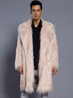 Manteau unique masculin unicolore en fausse fourrure en polyester