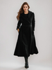 Manteau évasé en laine avec capuche style vintage ceinture coupe trapèze vêtement d