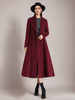 Manteau évasé en laine bordeaux à col châle vintage à double boutonnage pour femme vêtement d