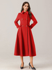 Manteau évasé en laine mélangée pour femme col rabattu croisé élégant vêtements d