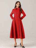 Manteau évasé en laine mélangée pour femme col rabattu croisé élégant vêtements d