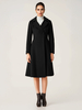 Manteau évasé en laine pour femme revers un bouton élégant hiver ligne A mi-long vêtements d