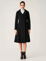 Manteau évasé en laine pour femme revers un bouton élégant hiver ligne A mi-long vêtements d