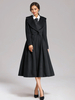 Manteau évasé en mélange de laine noir à revers larges coupe trapèze vêtement d
