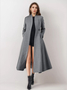 Manteau évasé en mélange de laine pour femme un bouton gris coupe trapèze vêtement d