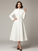 Manteau évasé vintage en laine blanche à col montant pour femme (2025)