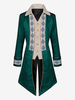 Manteau Vert Vintage Rétro Imprimé Fleuri Manches Longues Polyester Fibre Veste Rétro Costumes Pour Homme