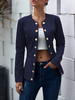 Manteau Veste Blazer Court Femme à Col Rond avec Manches Longues avec Boutons Coupe Cintrée Unicolore Sexy