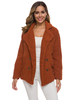 Manteau Veste Fausse Fourrure Synthétique Femme Hiver à Col Revers Fermeture avec Boutons et Poches Unicolore Blanc Manteau Chaud Hiver Femme