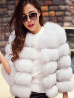 Manteau Veste Fausse Fourrure Synthétique Femme Hiver à Col Rond Unicolore Blanc Manteau Chaud Hiver Femme