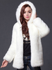 Manteau Veste Fausse Fourrure Synthétique Femme Hiver avec Capuche Unicolore Manteau Hiver Femme