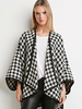 Manteau Veste Femme Hiver à Col Revers avec Manches Amples Pied-de-poules Bicolores Manteau Chaud Hiver Femme