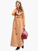 Manteau Veste Long Femme Hiver à Col Revers avec Manches Longues Coupe Cintrée à Lacets avec Boutons Unicolore