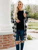 Manteau Veste Longue Imprimé Carreaux Femme à Capuche avec Manches Longues avec Poches Bicolores