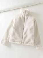 Manteau Veste Teddy Fausse Fourrure Synthétique Femme Hiver à Col Montant à Zip avec Poches Manteau Chaud Hiver Femme