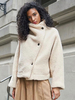 Manteau Veste Teddy Fausse Fourrure Synthétique Femme Hiver à Col Montant Fermeture avec Les Boutons avec Poches Unicolore Manteau Chaud Hiver Femme