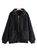 Manteau Veste Teddy Fausse Fourrure Synthétique Femme Hiver à Col Revers Fermeture à Zip Unicolore avec Les Poches Manteau Chaud Hiver Femme