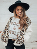 Manteau Veste Teddy Fausse Fourrure Synthétique Femme Hiver à Col Revers Imprimé Léopard Camouflage Manteau Chaud Hiver Femme