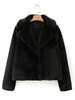 Manteau Veste Teddy Fausse Fourrure Synthétique Femme Hiver à Col Revers Noir Unicolore Manteau Chaud Hiver Femme