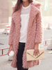 Manteau Veste Teddy Fausse Fourrure Synthétique Femme Hiver à Col Revers Unicolore Rose Manteau Chaud Hiver Femme