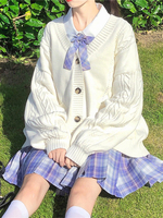 Manteaux académiques Lolita pardessus en polyester blanc manteau dhiver Lolita Outwears veste cardigan tricoté