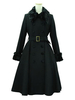 Manteaux classique Lolita Manteau noir ceinturé Furry Collier Pardessus d