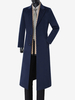 Manteaux Costume Long Pour Hommes Col Rabattu Décontracté Bleu Foncé