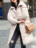Manteaux Doudoune Femme Ecru Blanc à Capuche Zipper Manches Longues Survêtement Hiver