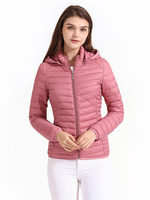 Manteaux Doudounes Camée Rose À Capuche Manches Longues Hiver Chaud