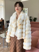 Manteaux en fausse fourrure à manches longues Manteau décontracté en fausse fourrure Bicolore Col rabattu surdimensionné Manteau pour femme lavande