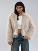 Manteaux en fausse fourrure Abricot Manches longues Veste en fausse fourrure Manteau d
