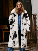 Manteaux En Fausse Fourrure Col Rabattu Oversize Chic Imprimé D