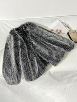 Manteaux en fausse fourrure en noir et argent col ras du cou veste d