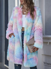 Manteaux en fausse fourrure Femme Manteau dhiver à manches longues Tie Dye