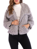 Manteaux en fausse fourrure Manteau dhiver à manches longues et col rabattu gris avec poches