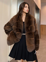 Manteaux en fausse fourrure marron foncé sans taille manches longues manteau en fausse fourrure manteau surdimensionné pour femme