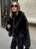 Manteaux en fausse fourrure Noir Taille relevée Manches longues Veste en fausse fourrure Manteau d