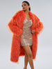 Manteaux en fausse fourrure orange sans taille manches longues manteau en fausse fourrure surdimensionné pour femme