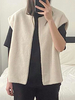 Manteaux en fausse fourrure pour femme Manteau oversize en polyester sans manches blanc écru
