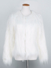 Manteaux en fausse fourrure pour femmes à manches longues Casual Jewel Neck White Winter Coat