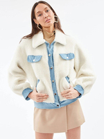 Manteaux en fausse fourrure pour femmes; manches longues; col rabattu décontracté; manteau dhiver blanc