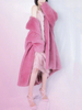 Manteaux en fausse fourrure rose col rabattu manches longues bouton avant manteau dhiver
