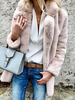 Manteaux en fausse fourrure rose col rabattu manches longues femmes manteau dhiver