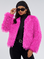Manteaux en fausse fourrure Rose Pas de taille Manches longues Manteau en fausse fourrure Manteau pour femme