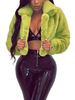Manteaux En Fausse Fourrure Vert Manches Longues Veste En Fausse Fourrure Femmes Manteau