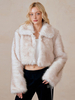 Manteaux en fausse fourrure Veste blanche à manches longues et taille surélevée en fausse fourrure pour femme