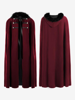 Manteaux en laine dHalloween rétro couleur unie Costume de Cape Steampunk